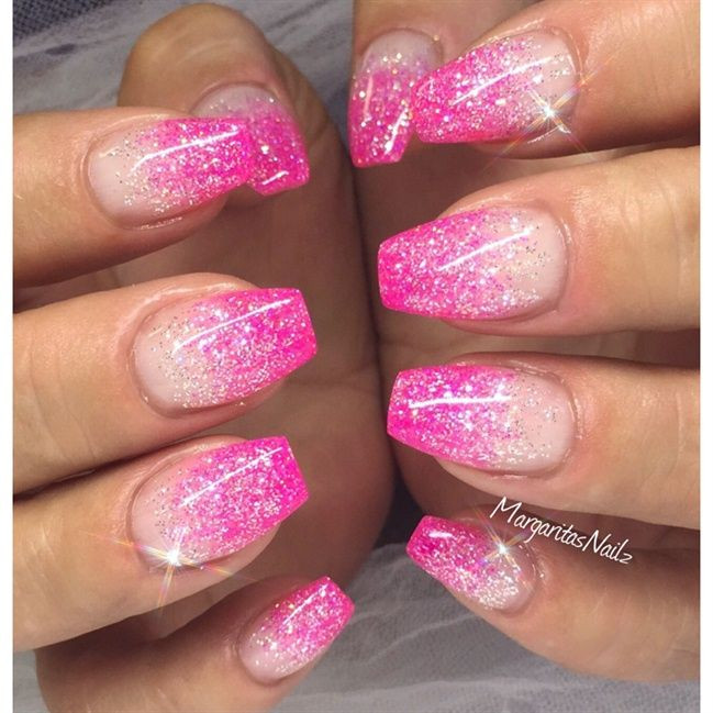 Glitter Pink Nails
 100 best Gel nails designs images on Pinterest