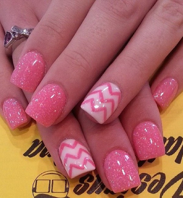 Glitter Pink Nails
 45 Pretty Pink Nail Art Designs For Creative Juice