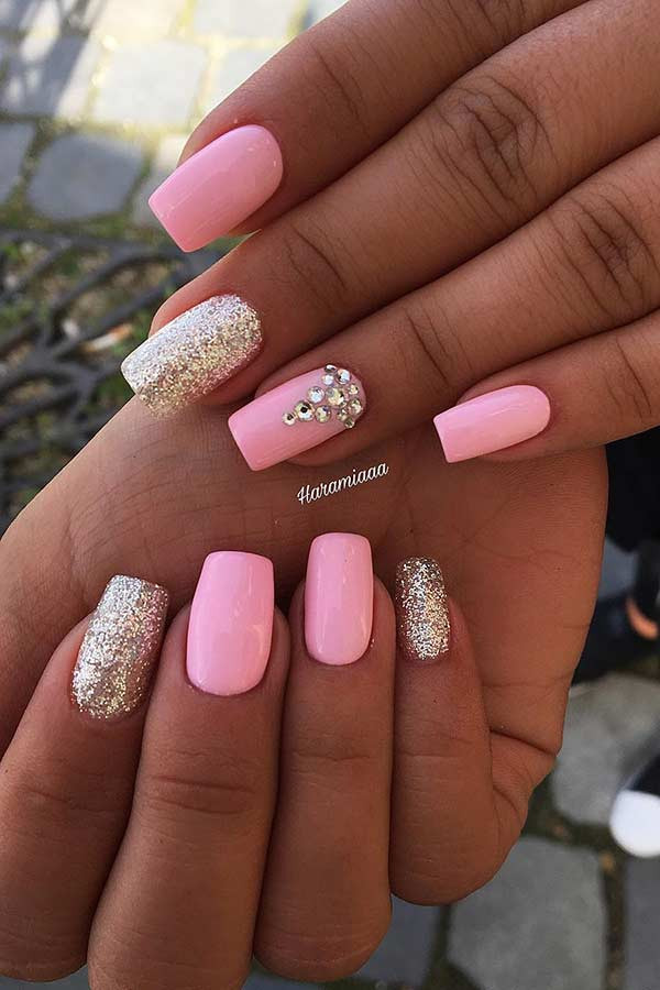 Glitter Pink Nails
 23 Light Pink Nail Designs and Ideas to Try