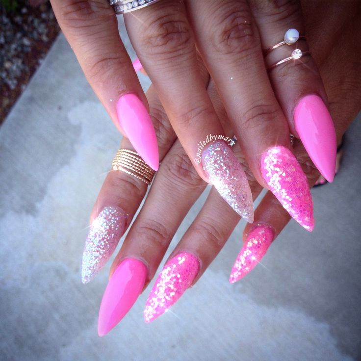 Glitter Pink Nails
 The 25 best Pink glitter nails ideas on Pinterest