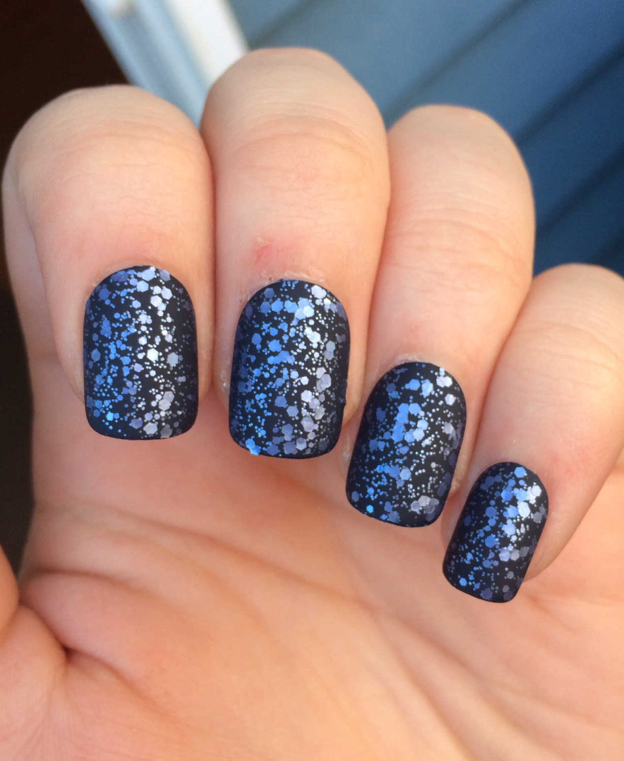 Glitter Press On Nails
 Matte nails glitter nails blue press on nails