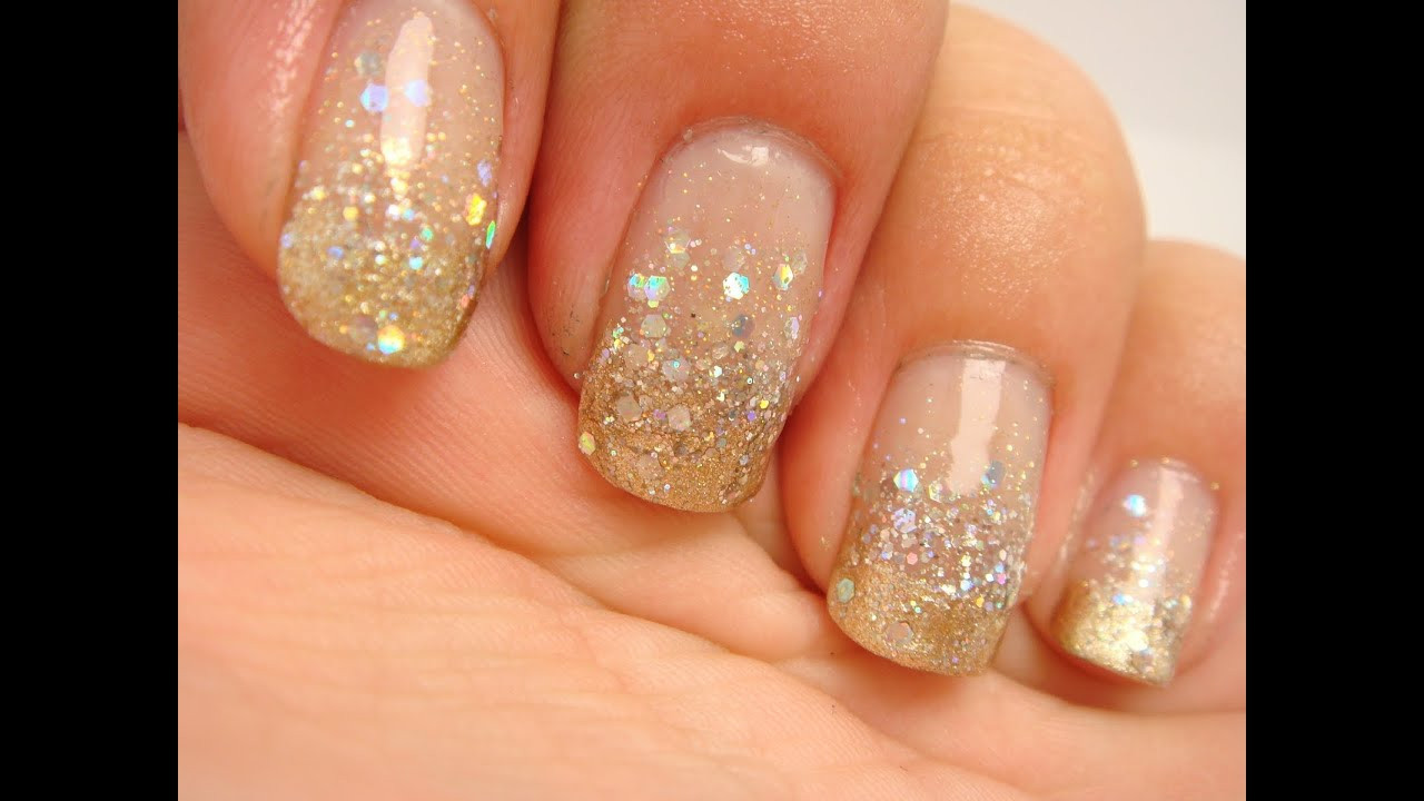 Glitter Tip Nails
 Gold Glitter Gra nt Prom Nails