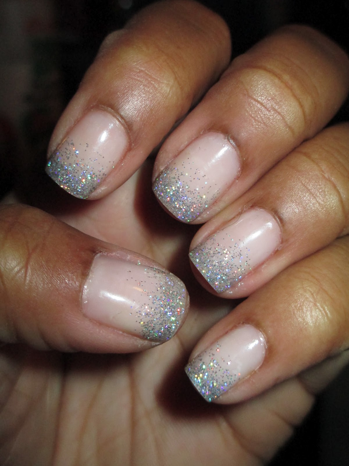 Glitter Tip Nails
 Fairly Charming Church Mani Frosted Tips