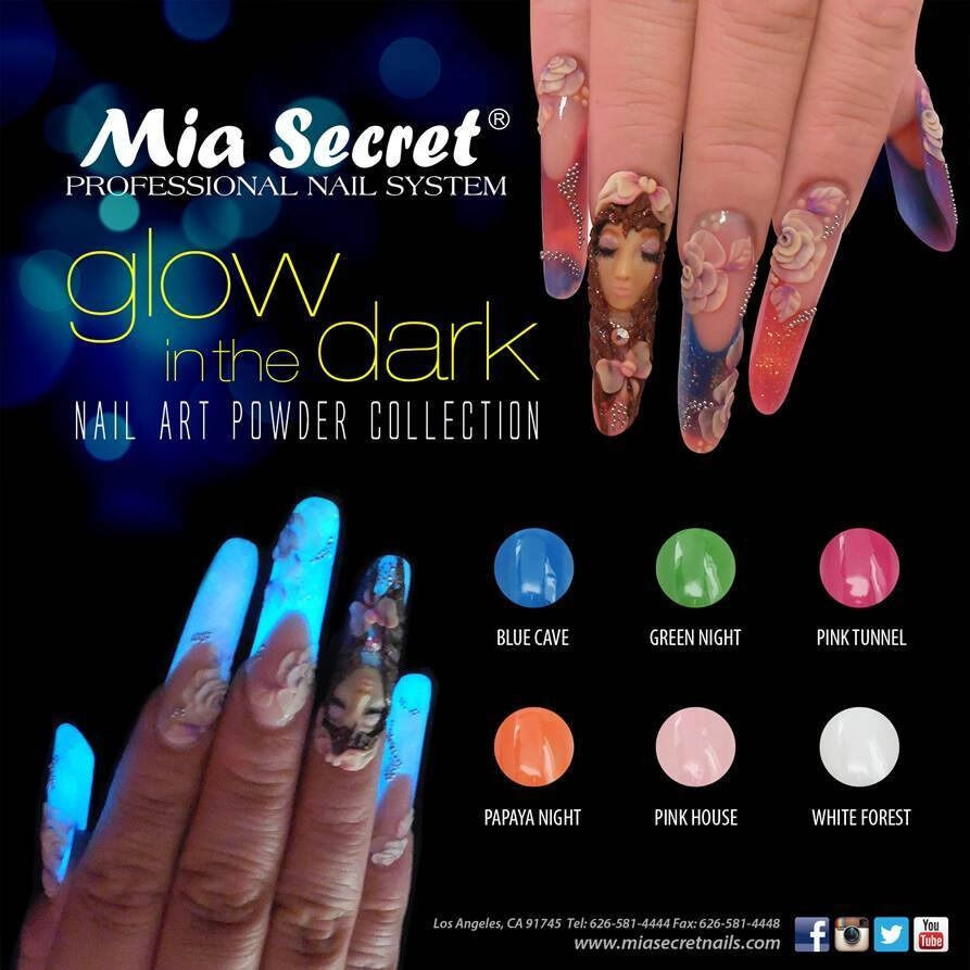 Glow In The Dark Nail Designs
 Mia Secret Acrylic Powder Glow In the Dark Collection 3D