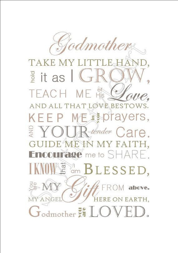 God Mother Quote
 Godmother Gift Baptism Gift for Godparents by