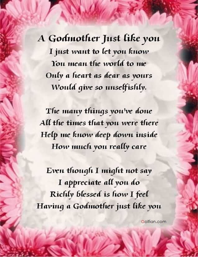 God Mother Quote
 Godparent Poems