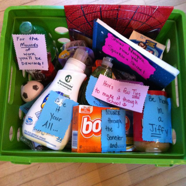 Going To College Gift Basket Ideas
 This was put to her for a friend going away to her first
