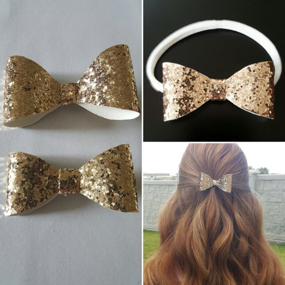 Gold Hair Bow Baby
 Gold Bow Gold Hair Clip Baby Bow Adult Bow by