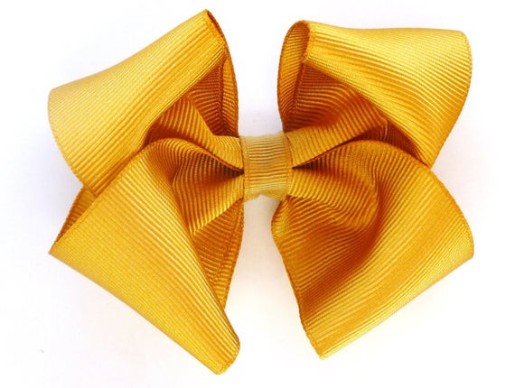 Gold Hair Bow Baby
 gold hair bow boutique baby toddler big girl hair by