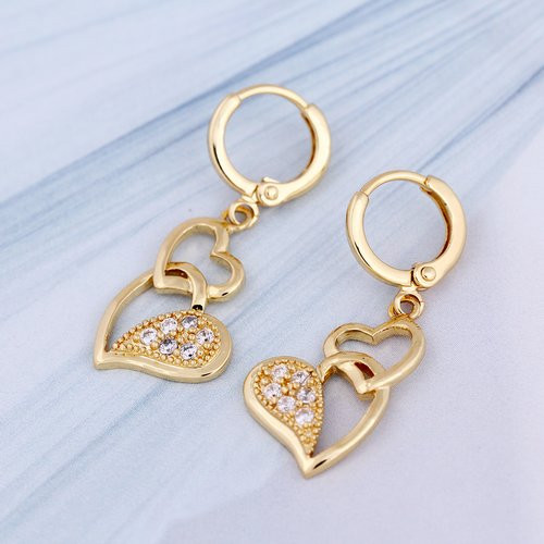 Gold Heart Earrings
 Women Fashion Gold Heart Shape Leverback Earrings Dangle