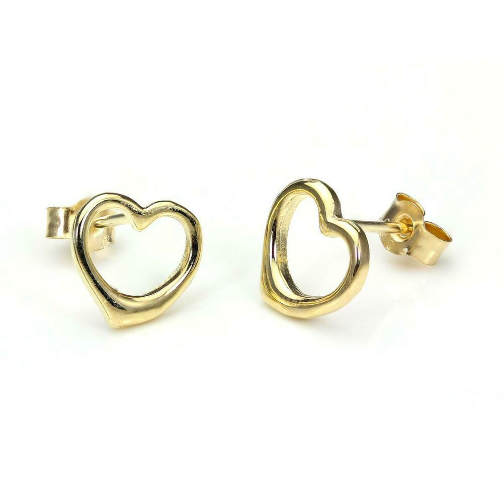 Gold Heart Earrings
 9ct Gold Open Heart Stud Earrings Studs Earring