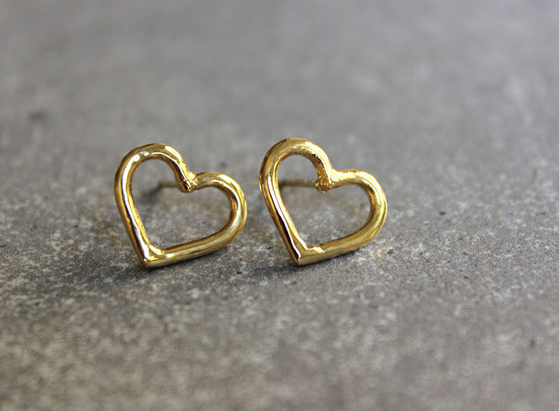 Gold Heart Earrings
 Simple gold stud earrings Gold heart studs Gold studs Small