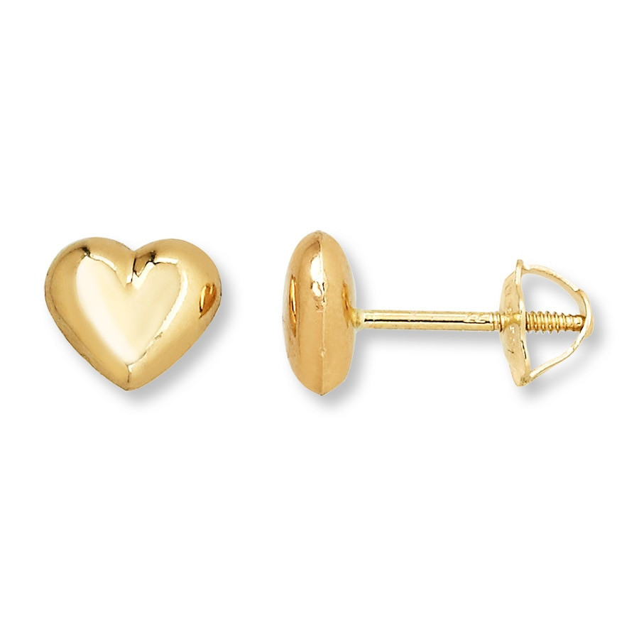 Gold Heart Earrings
 Children s Heart Earrings 14K Yellow Gold Kay