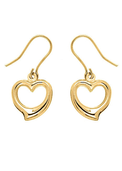 Gold Heart Earrings
 9ct Gold Heart Drop Earrings