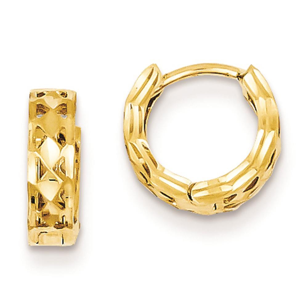 Gold Hoop Earrings Male
 14k Mens & La s Yellow Gold Diamond Cut Hinged Hoop
