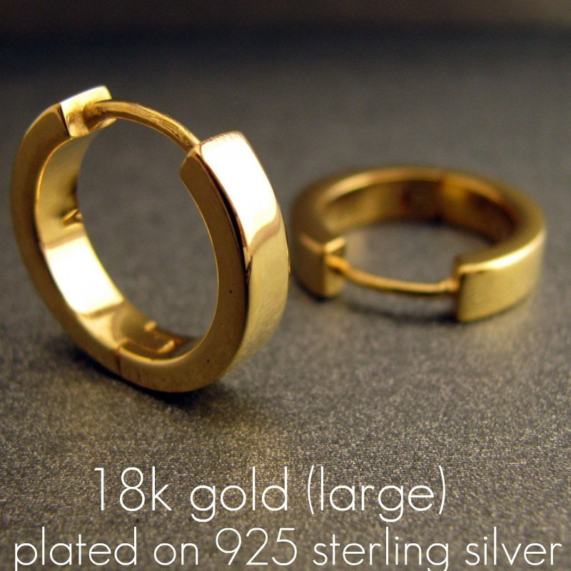 Gold Hoop Earrings Male
 925 Sterling Silver Hoop Earrings 24K Yellow by 360JewelsElite