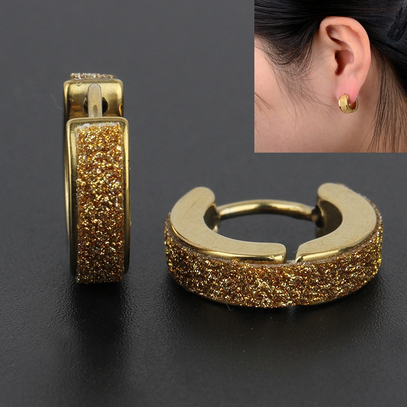 Gold Hoop Earrings Male
 2 Colors Stainless Steel Gold Hoop Earrings Women and Men