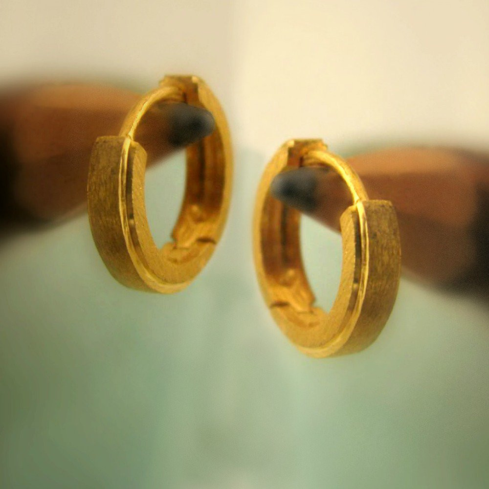 Gold Hoop Earrings Male
 Mens earrings in 14K yellow gold solid gold huggie hoop