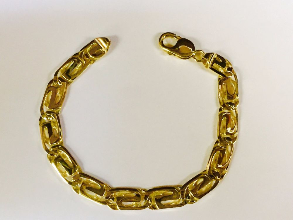 Gold Mens Bracelets
 18k solid Yellow gold handmade link men s bracelet 9" 9 25