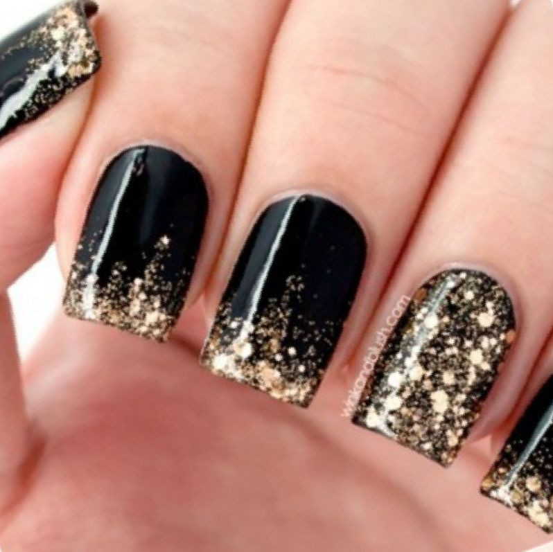 Gold Nail Designs For Acrylic Nails
 34 Black And Gold Acrylic Nail Designs StylePics