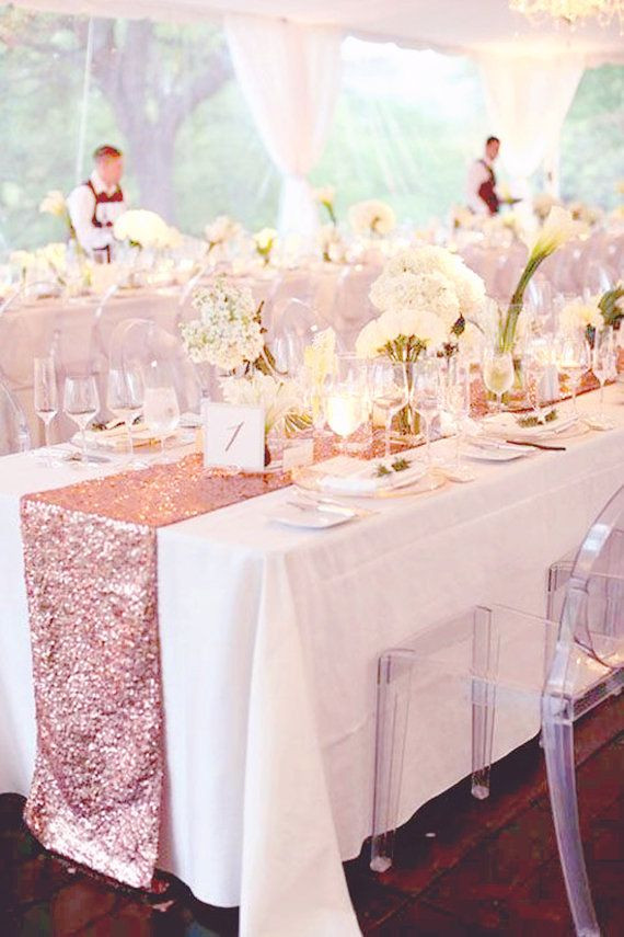 Gold Wedding Decorations Table
 Fall Wedding 5ft Table Decor Rose Gold Sequin Table Runner