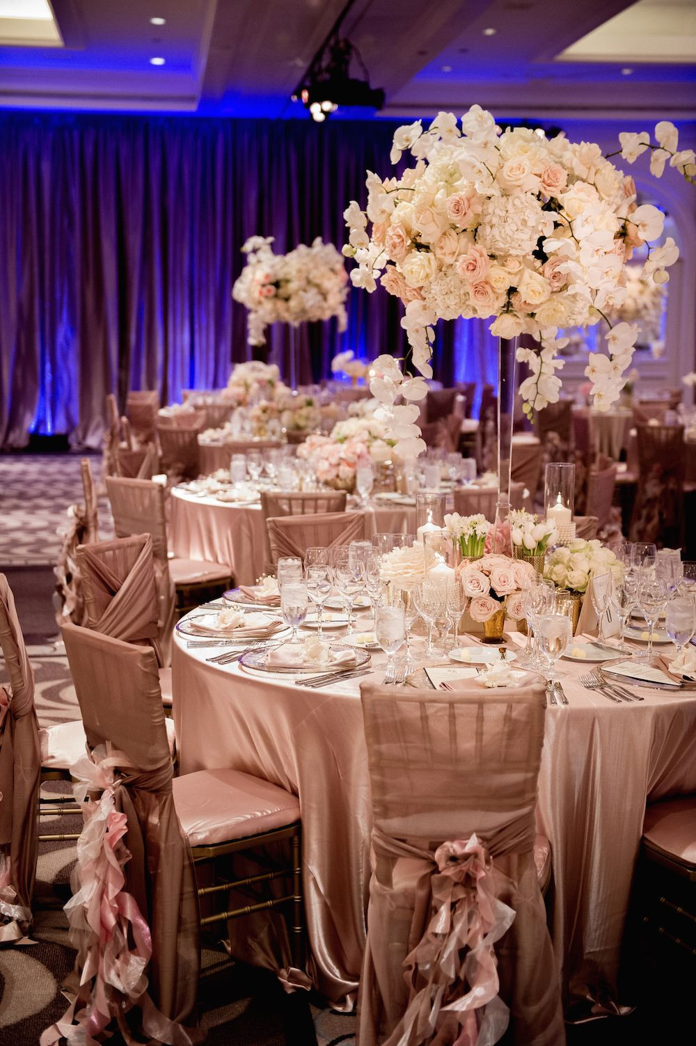 Gold Wedding Decorations Table
 Oceanfront Ceremony Ballroom Reception in Southern