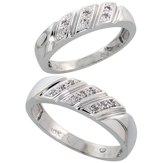 Gold Wedding Rings For Him
 Buy 10k White Gold Diamond Wedding Rings Set for him 6 mm