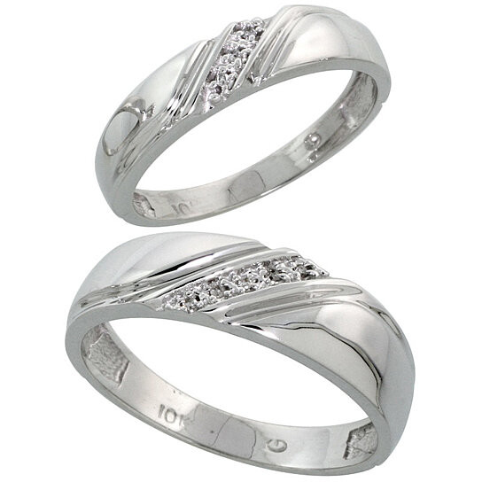 Gold Wedding Rings For Him
 Buy 10k White Gold Diamond Wedding Rings Set for him 6 mm