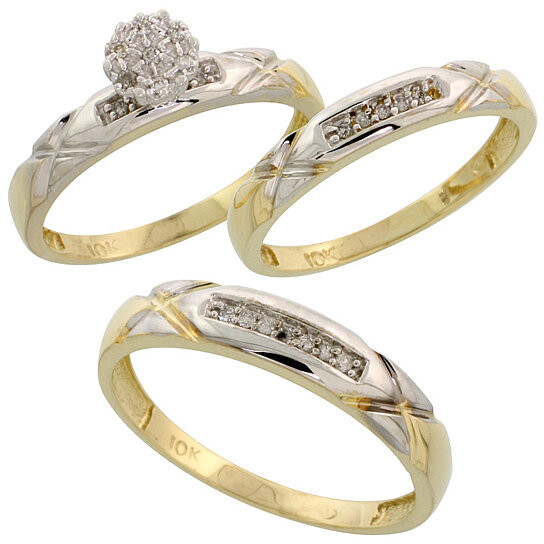 Gold Wedding Rings For Him
 Buy 10k Yellow Gold Diamond Trio Engagement Wedding Ring