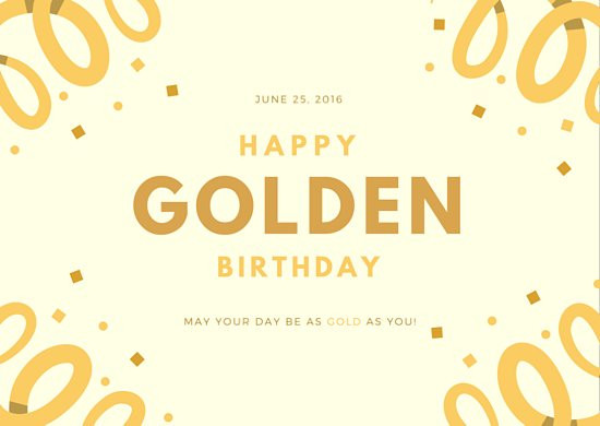 Golden Birthday Wishes
 Confetti Golden Birthday Card Templates by Canva