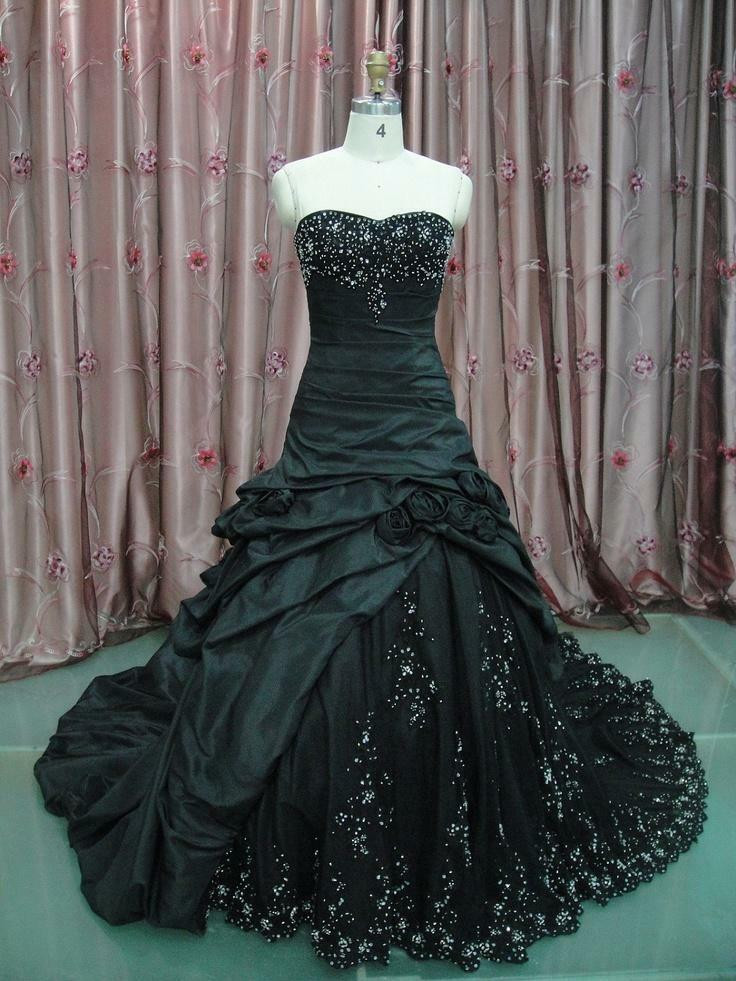 Gothic Wedding Gown
 Vintage Black Wedding Dress Gothic Strapless Bridal Ball