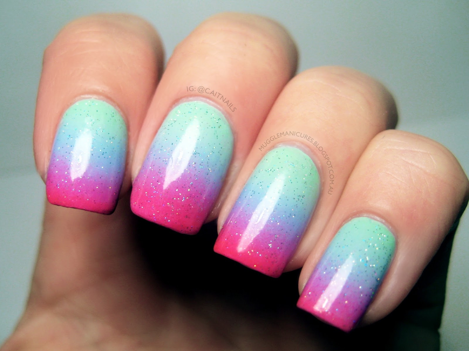 Gradient Nail Designs
 Muggle Manicures Nail Art Pastel Gra nt with Neon Tips