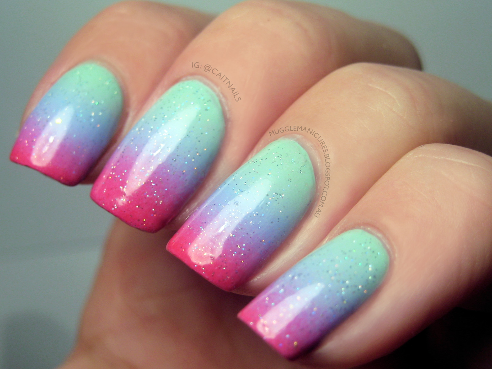 Gradient Nail Designs
 Muggle Manicures Nail Art Pastel Gra nt with Neon Tips