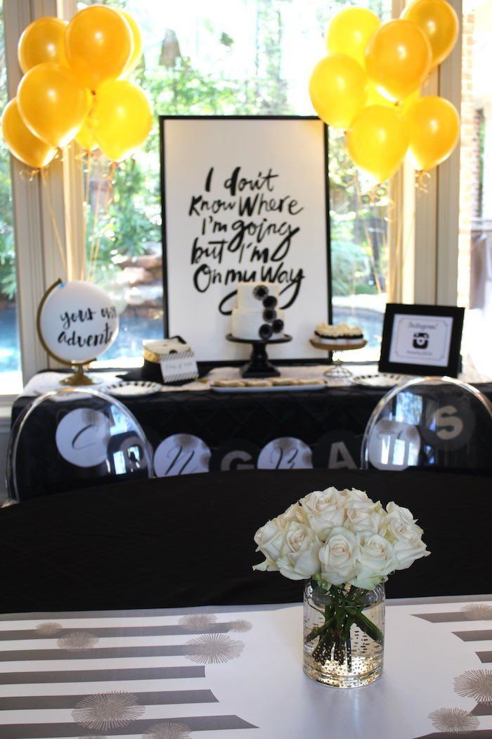 Graduation And Birthday Party Ideas
 Black White Gold Graduation Party