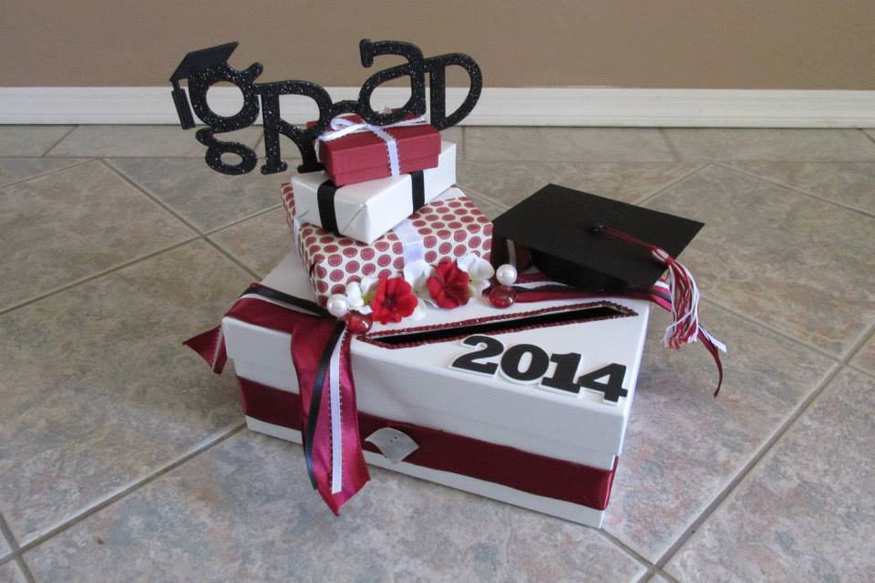 Graduation Party Card Box Ideas
 Red and White Graduation Party Card Box