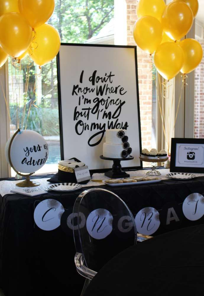 Graduation Party Celebration Ideas
 STYLISH BLACK WHITE GOLD GRADUATION PARTY