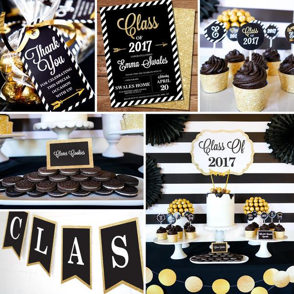 Graduation Party Ideas For Adults
 Black and Gold Graduation Party Decorations Set – Sunshine