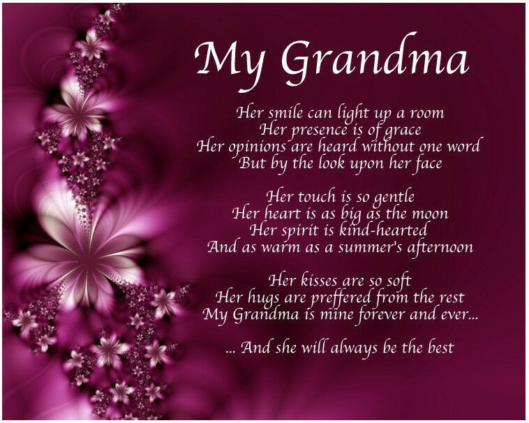 Grandma Birthday Quote
 Personalised My Grandma Poem Mothers Day Birthday