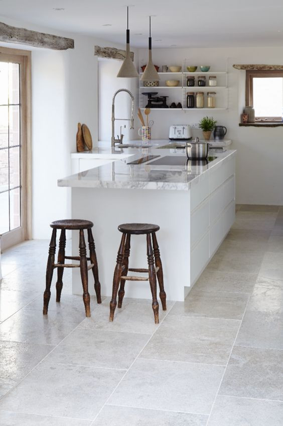 Gray Tile Kitchen
 25 Stone Flooring Ideas With Pros And Cons DigsDigs