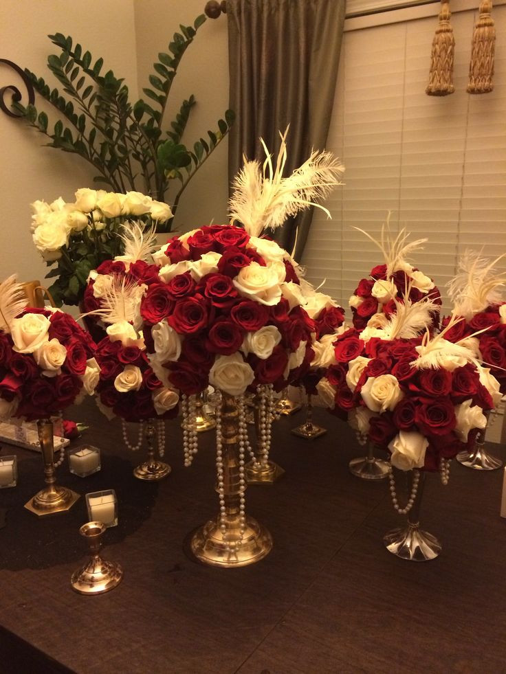 Great Gatsby Decorations DIY
 My diy Great gatsby centerpieces MHS Prom 2014