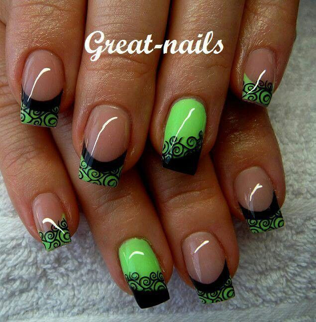 Green Toe Nail Designs
 Black and green