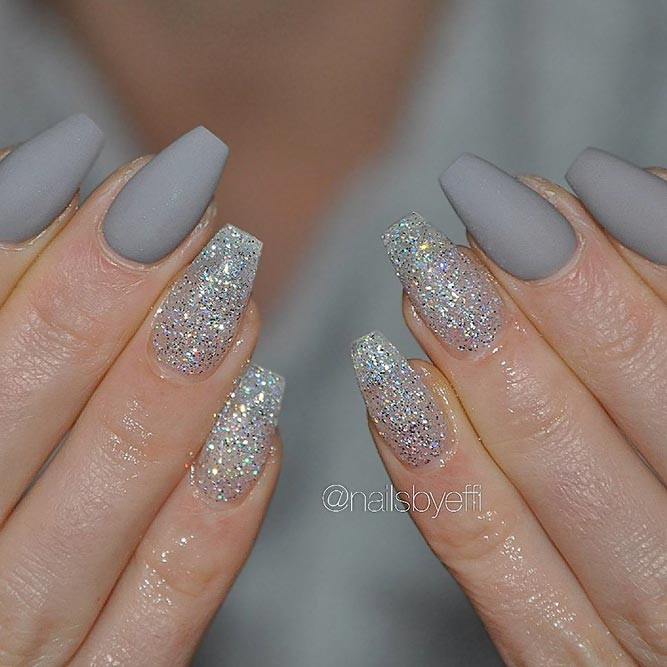 Grey And Glitter Nails
 30 Grey Nails Ideas To Fall In Love With