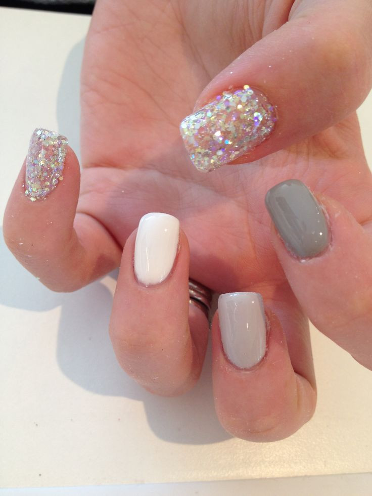Grey And Glitter Nails
 We Heart It