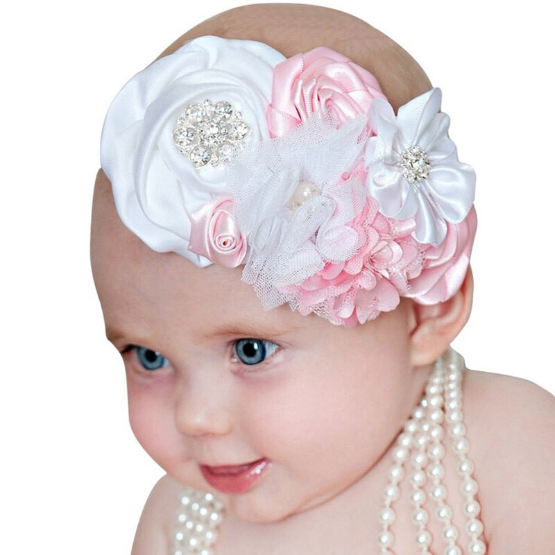 Hair Bands For Baby Girl
 Baby Hair Bands Rhinestone Lace Chiffon Pearl Diamond Baby