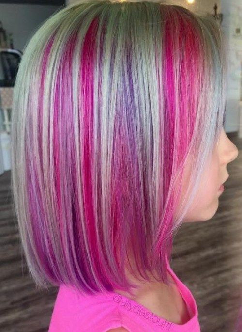Hair Color Kids
 Cute Pink Strip of Color Haircuts Ideas in 2019