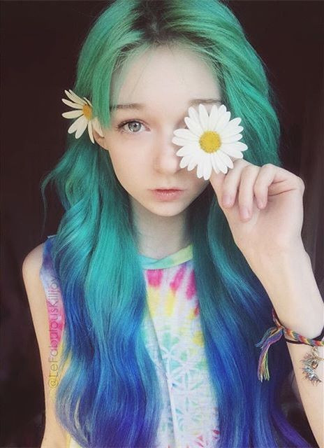 Hair Color Kids
 OMG Amazing turquoise green ombre hair color to blue