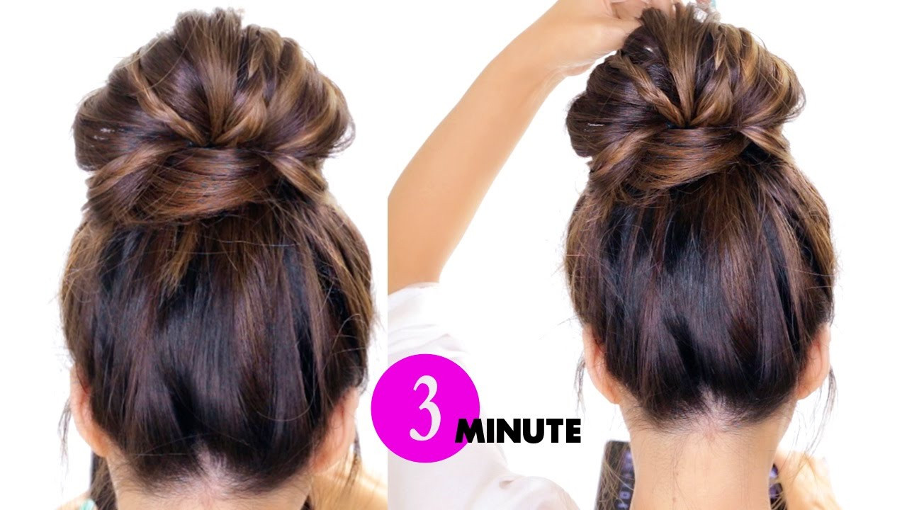 Hairstyle Updos Easy
 3 Minute BUBBLE BUN with Braids HairStyle ★ Easy