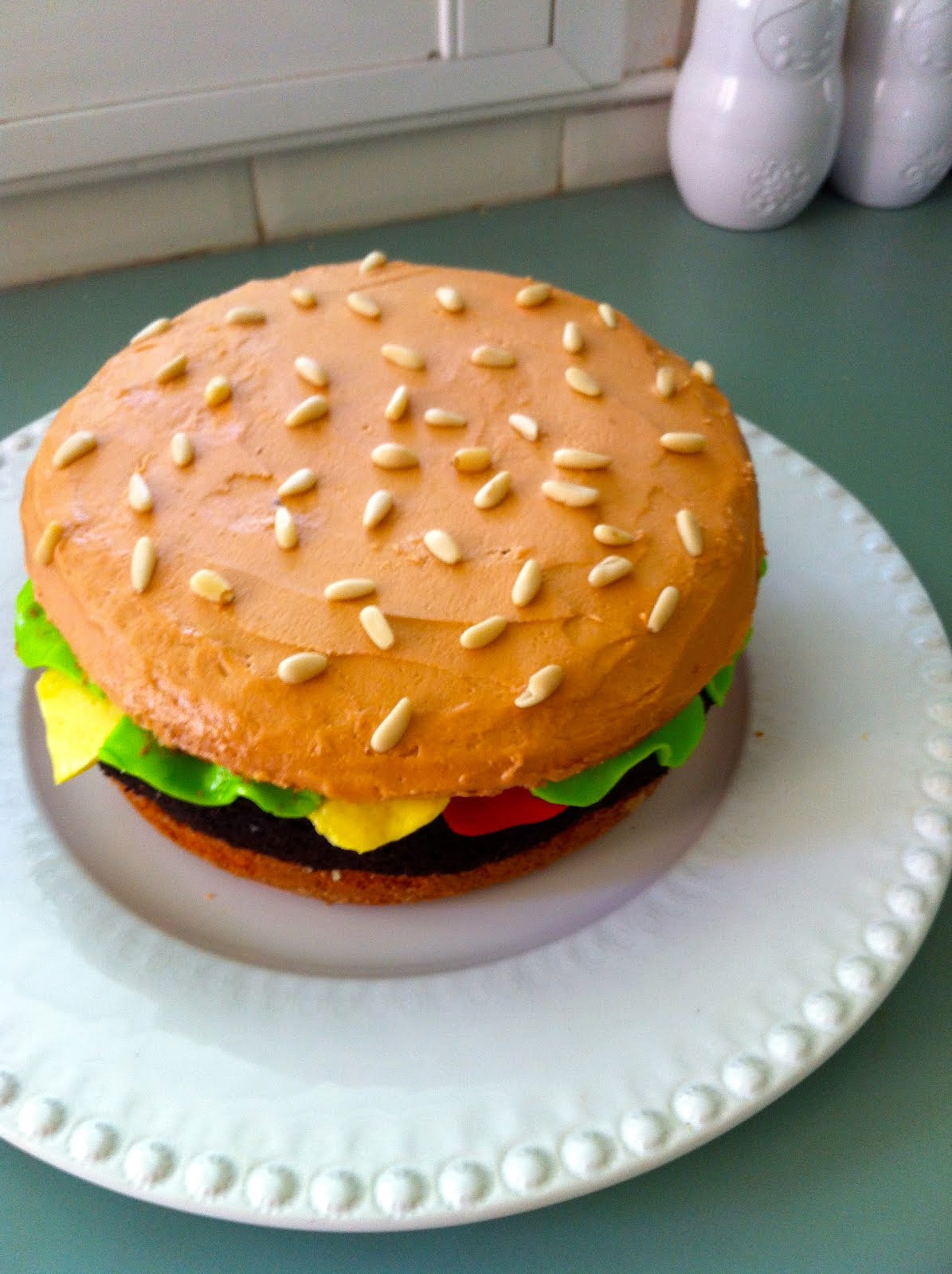 Hamburger Birthday Cake
 Giggleberry Creations Burger Birthday Cake