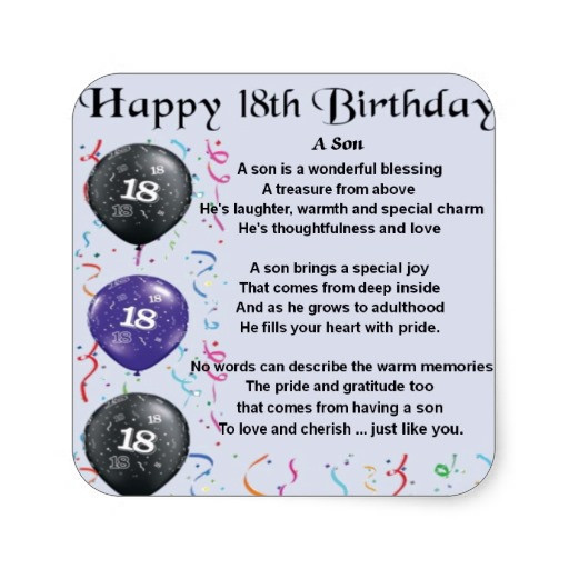 Happy 18th Birthday Wishes To My Son
 18th Birthday Quotes For Son QuotesGram