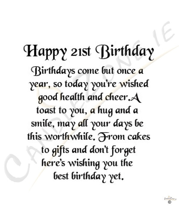 Happy 21 Birthday Quotes
 21st Birthday Quotes For Friends QuotesGram